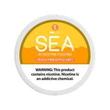 SEA Nicotine Pouches Peach Pineapple Mint can with 6mg nicotine.