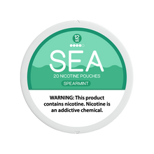 Individual can of SEA Nicotine Pouches Spearmint flavor with 12mg nicotine.